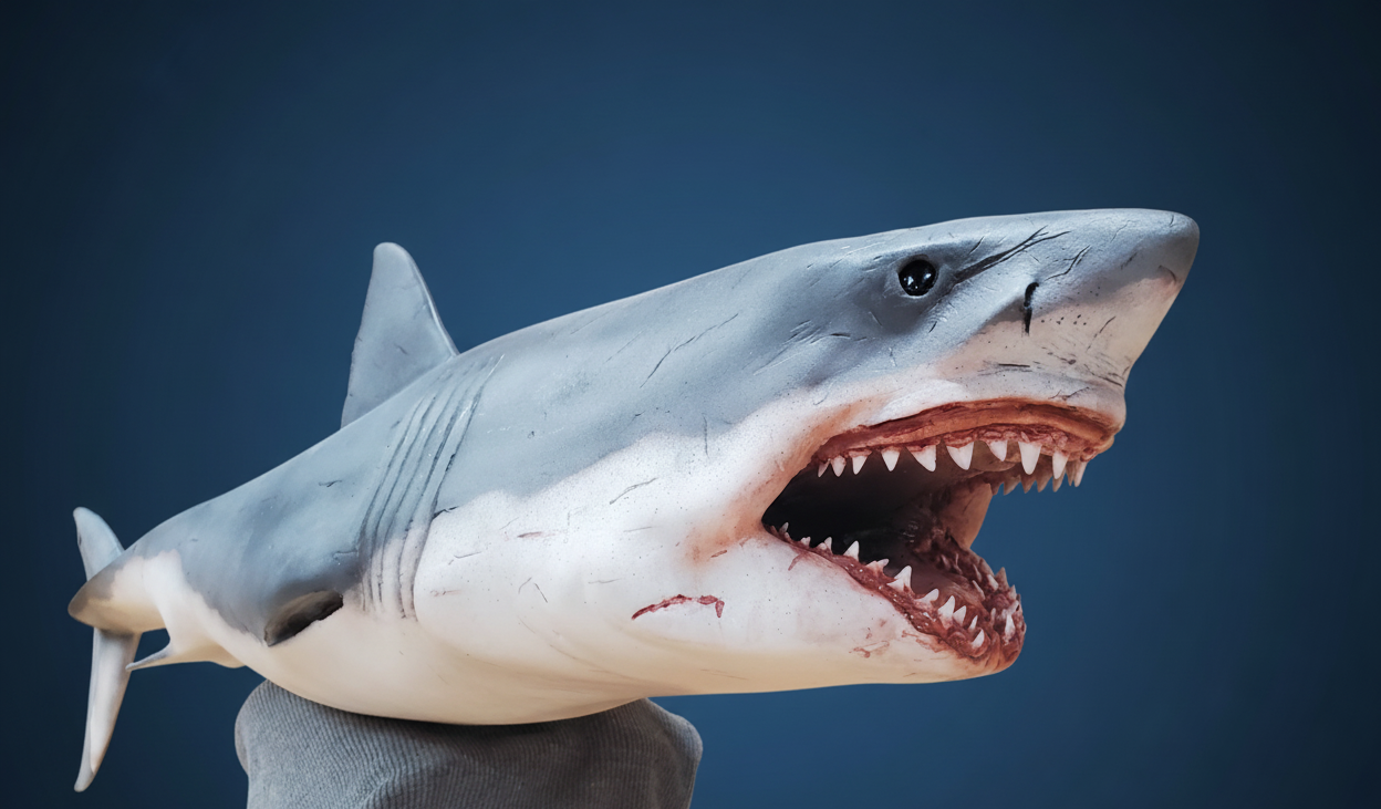 Shark sculpture. great white shark attack